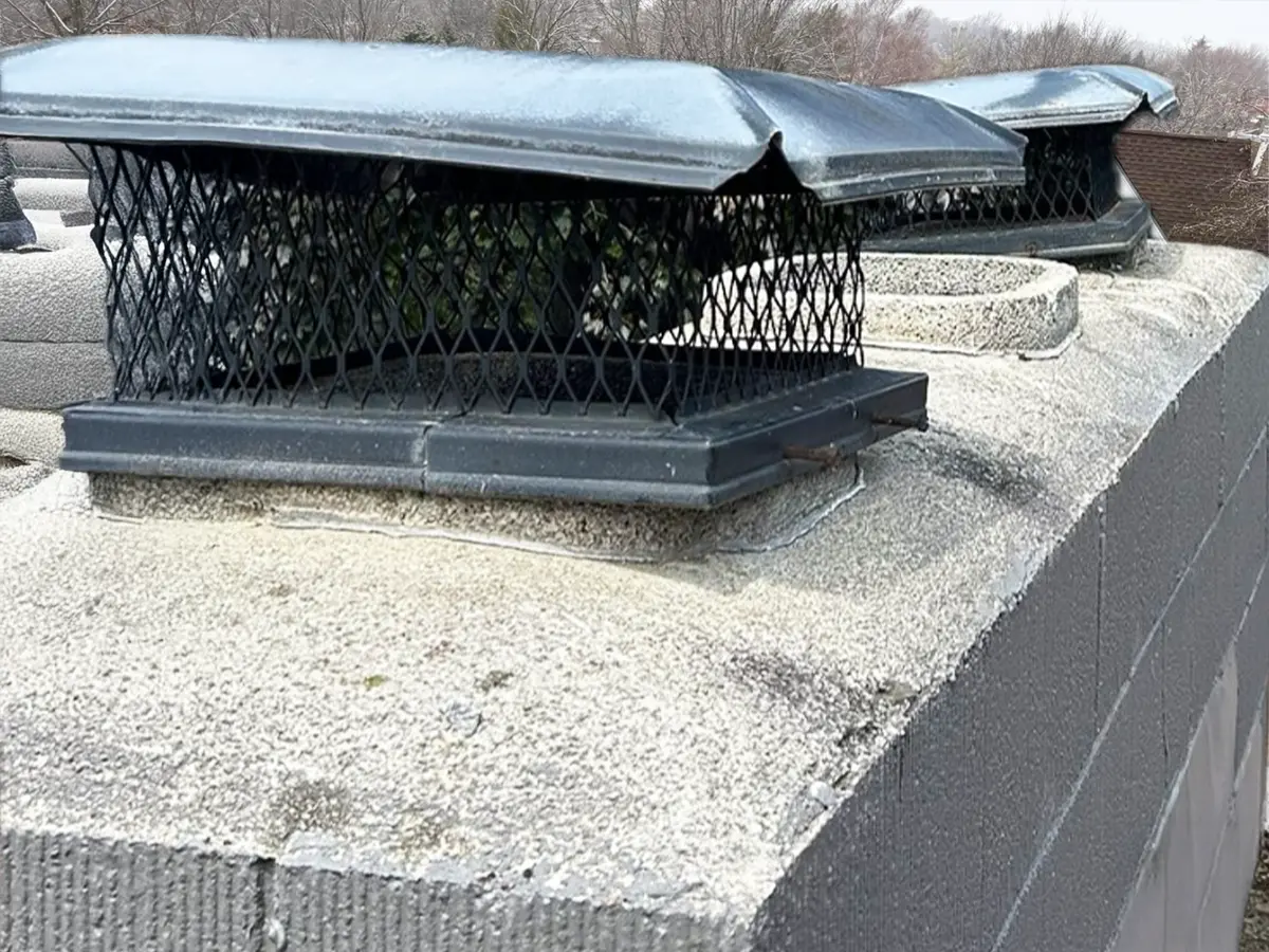 Roof with visible wear and damaged shingles on a two-story brick house, requiring immediate repair.